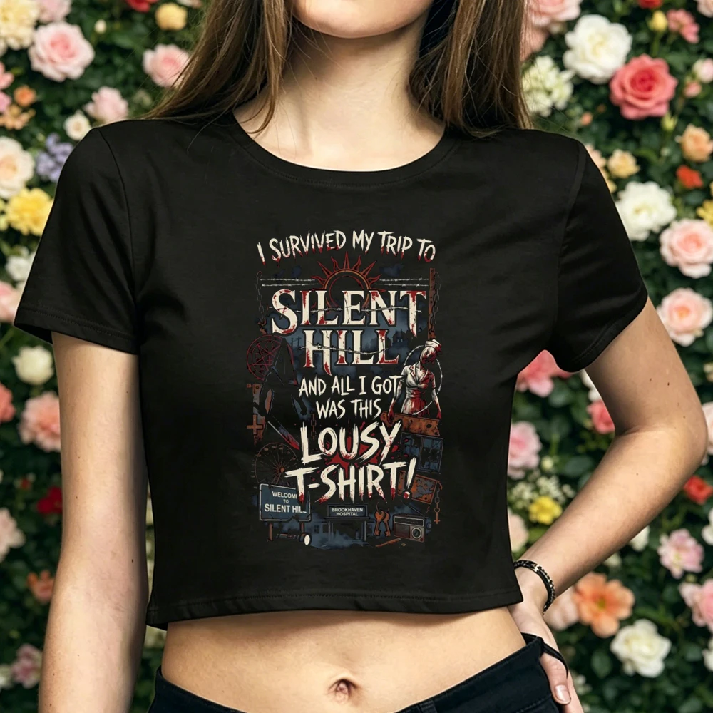 Silent Hill crop top teen harajuku dollette funny y2k shirt funny graphic meme