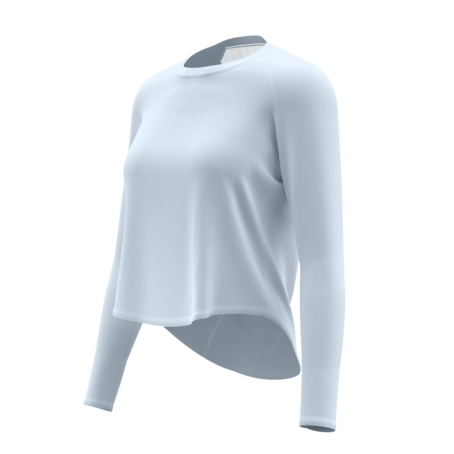 T-shirt sportiva a maniche lunghe in rete posteriore ampia da allenamento, corsa, abbigliamento fitness traspirante per yoga da donna