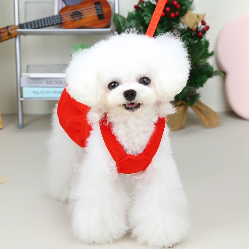 Cute Princess Dog Chest Clothes Harness Vests With Leash New Year Puppy Small Animal Red Bows Outdoor Walking Pet Lead For Cat