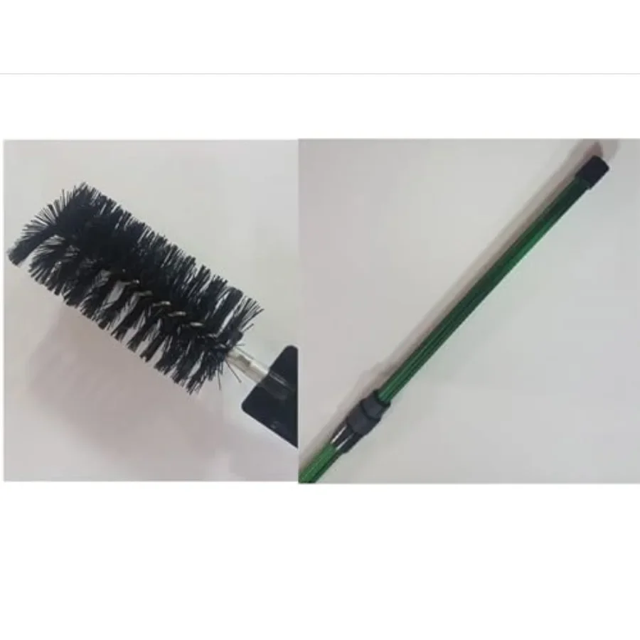 

Pond cleaning brush head with telescoping pole for fish pond and water garden use, nylon bristles, black color, lightweight and