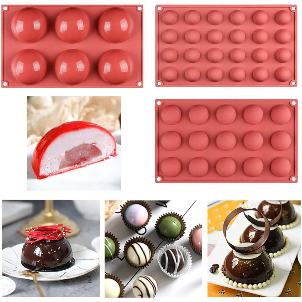 SILIKOLOVE 11 Size Semi Sphere Silicone Mold Semicircle Baking Molds for Chocolate Cake Dome Mousse Jelly Mould