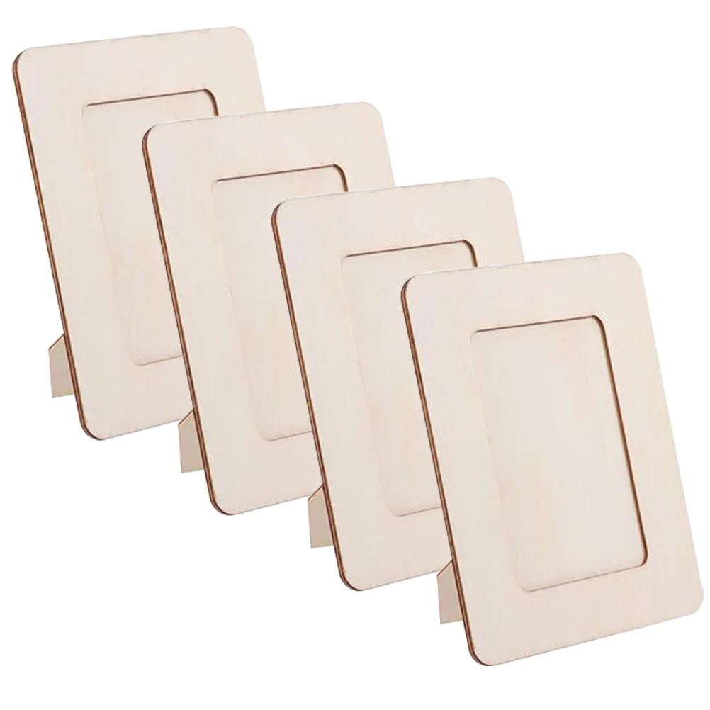 4 Pcs DIY Wooden Photo Frame Table Top Project Frames Unfinished Blank Picture