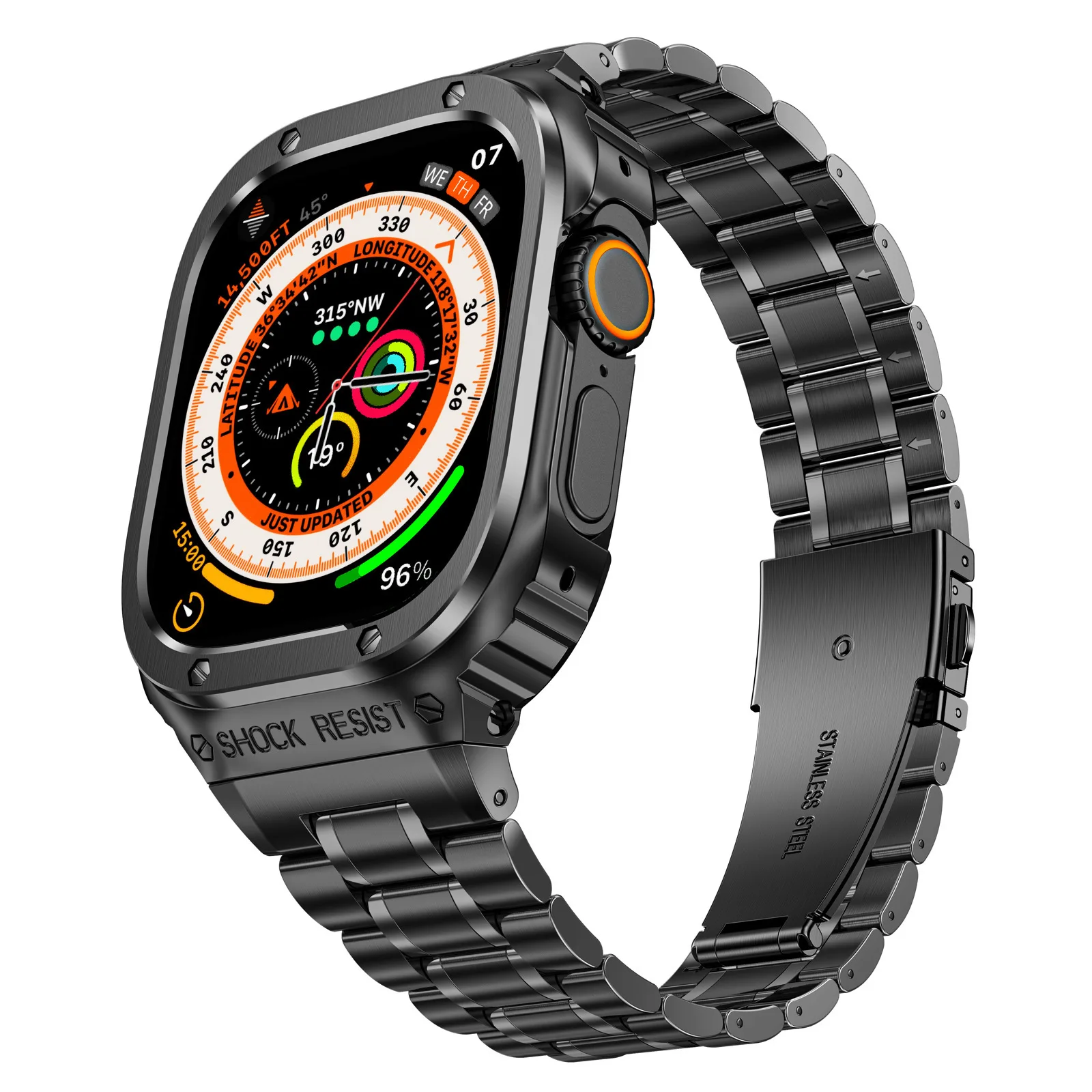 Imagem -06 - Pulseira e Estojo em para Relógio Apple Ultra Banda Bracelete de Metal Iver Series 49 mm 45 mm 44 mm Aço Inoxidável