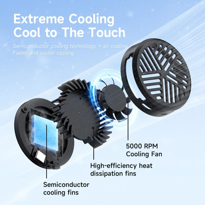 Magnetic Cell Phone Cooler Universal Cooling Fan Mobile Phone Radiator for iPhone 15 Pro Black Shark Gaming Live Stream