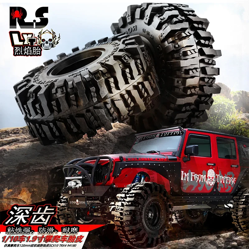 

2PCS 118*45mm All Terrain 1.9" Wheel Tires for 1/10 RC Crawler Car TRX4 SCX10 Pro Capra VS4-10 Gen8