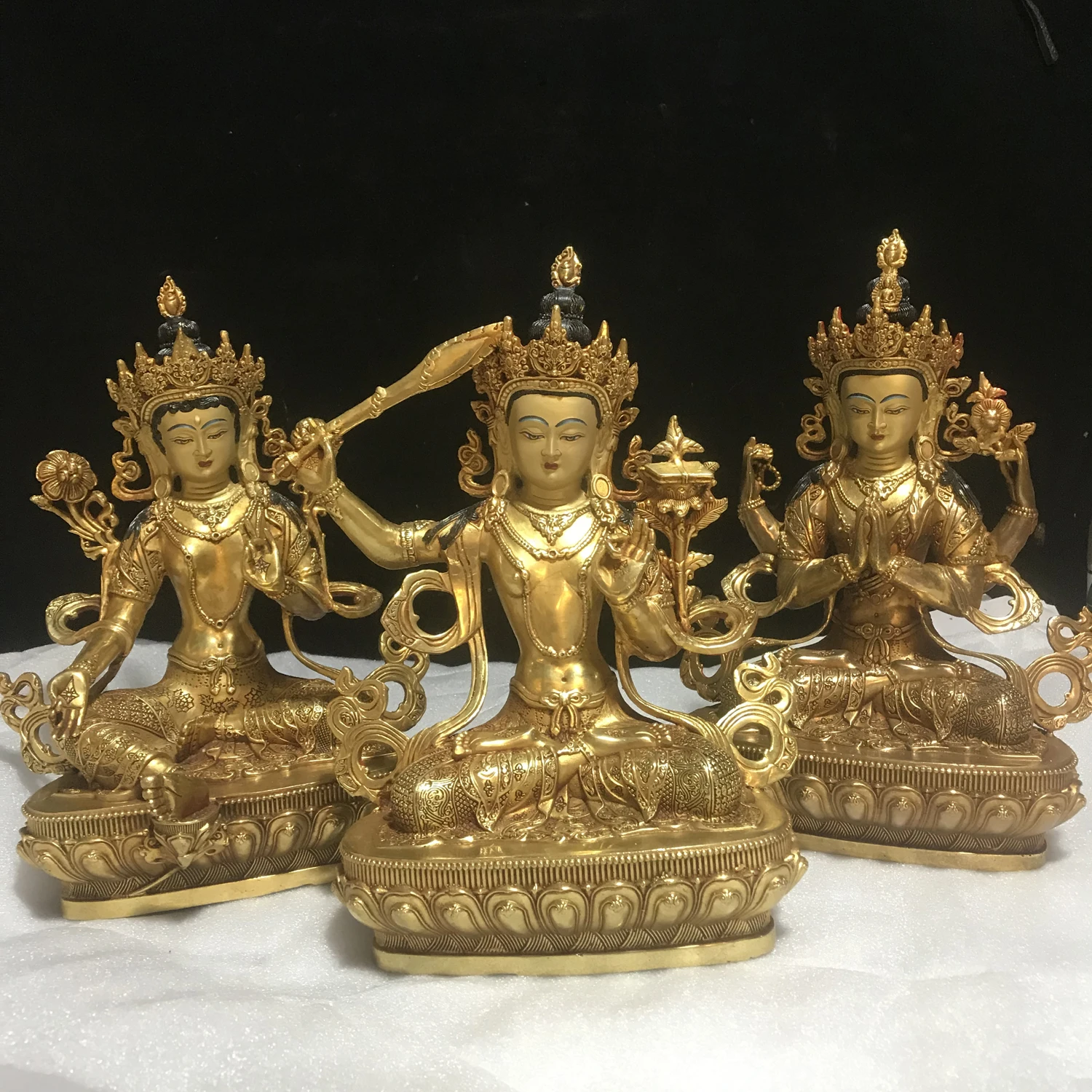 30cm lage Nepal good copper Green Tara Bodhisattva Manjusri GUAN YIN Buddha statue Worship Family safety