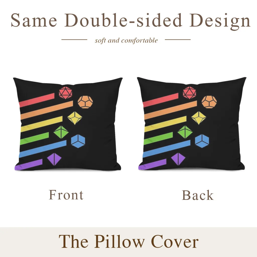 Rainbow Dice Set Tabletop RPG Gaming Cushion Office Classroom Chair Cushion Couch Pillow Bedroom Floor Winter Thick