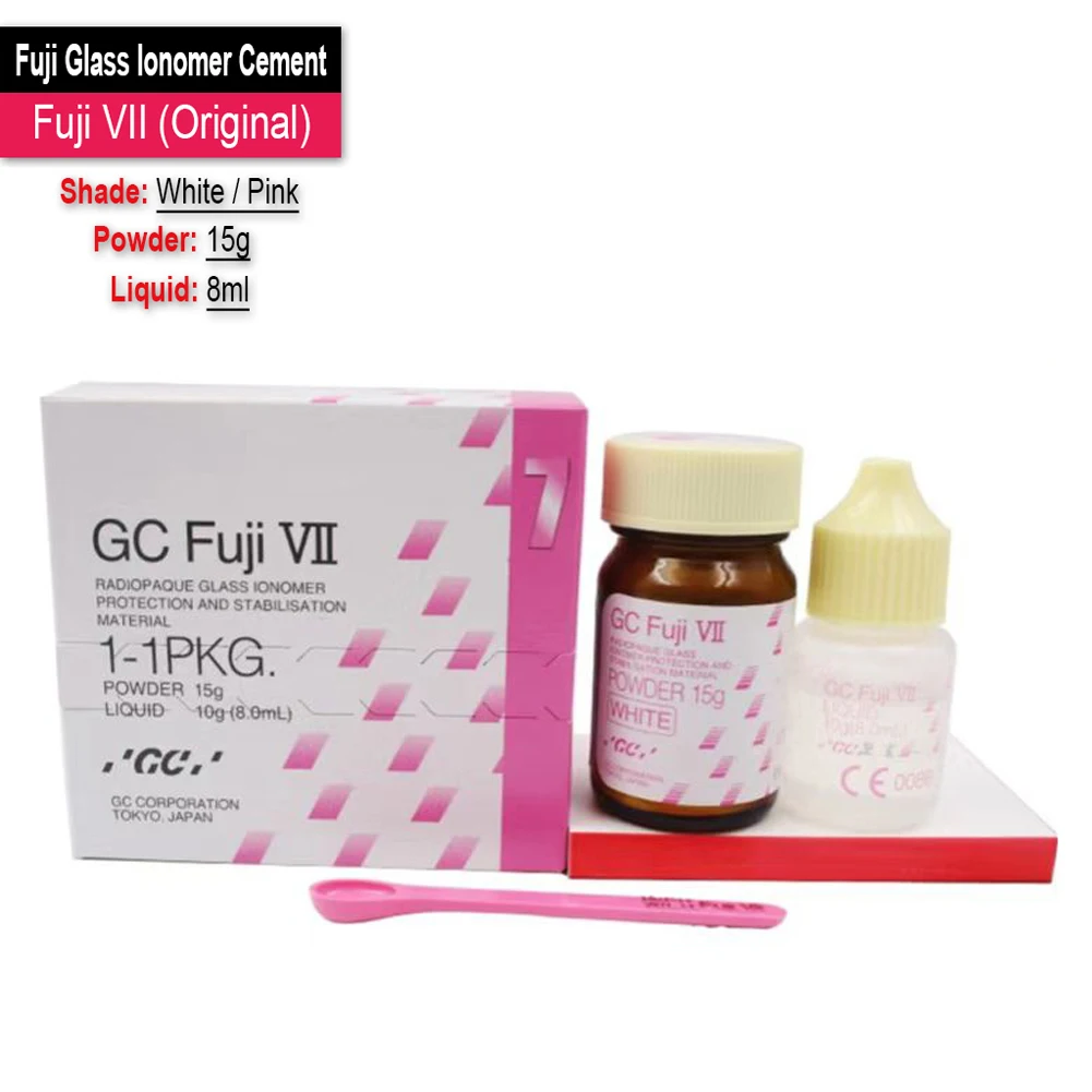 Original Japen GC Glass Ionomer Cement Fuji II LC Reinforced Light Cured Dental Restorative Fuji VII Radiopaque Bonding Material