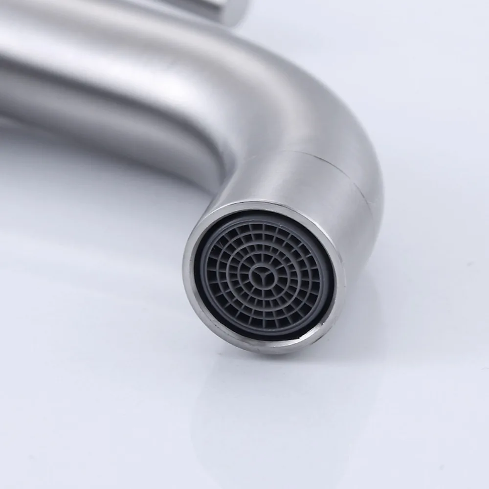 

Stainless Steel Heighten Washbasin Faucet Silver/Black Rust-proof Single Cold Faucet Quick Open Washbasin Tap Bathroom Counter