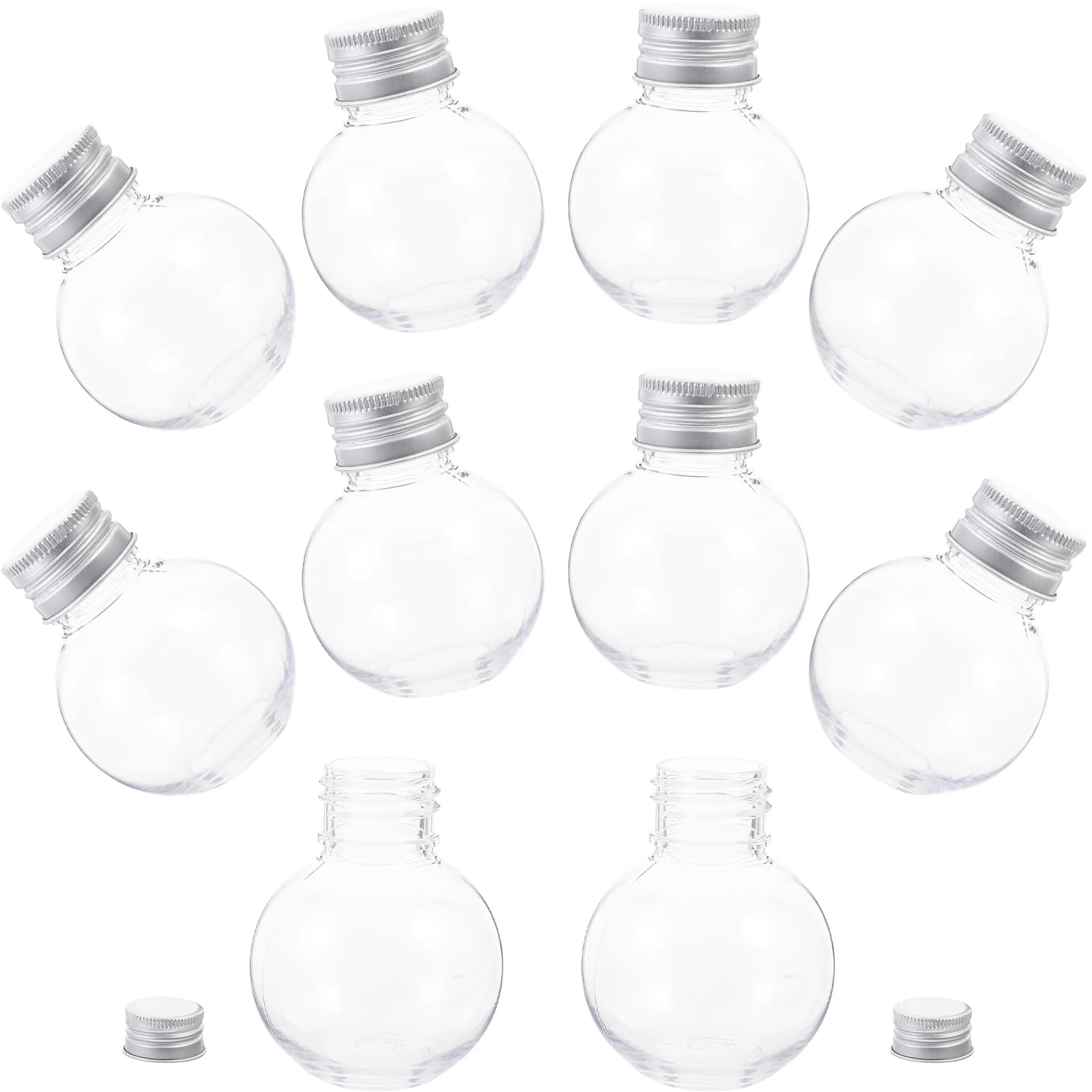 10 Pcs Transparent Spherical Bottle Light Bulb Juice Storage Bottles Plastic Container Lightweight Water Handcraft The Pet Milk