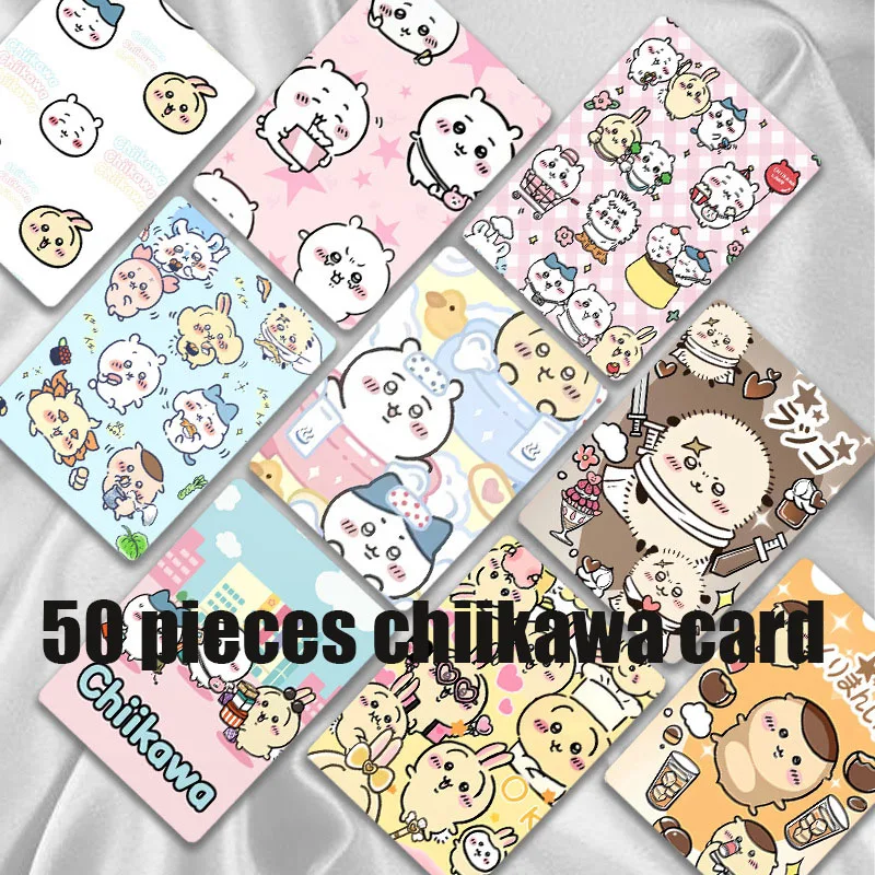 

50Pieces/box Chiikawa Laser Photo Card Animation Double Coating Cute Hachiware Usagi Card Collection Decoration Children's Gift