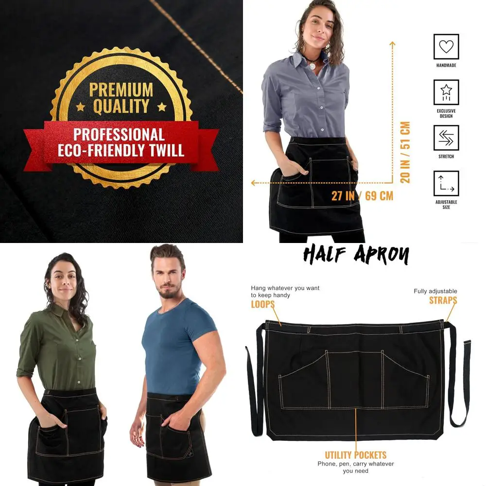 

Получерный фартук для бистро NY, окрашенный небес: прочный саржевый, регулируемый для мужчин и женщин — идеально подходит для бариста, барменов, мисмелогов, Fl