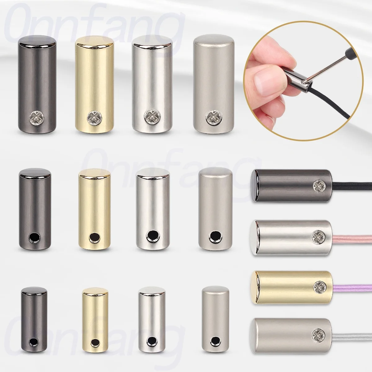 6PCS Cylinde Metal End Stopper With Screw Cord Rope Ends Lock Lanyard Clips Fastener Garment Shoelace Drawstrings Accessories