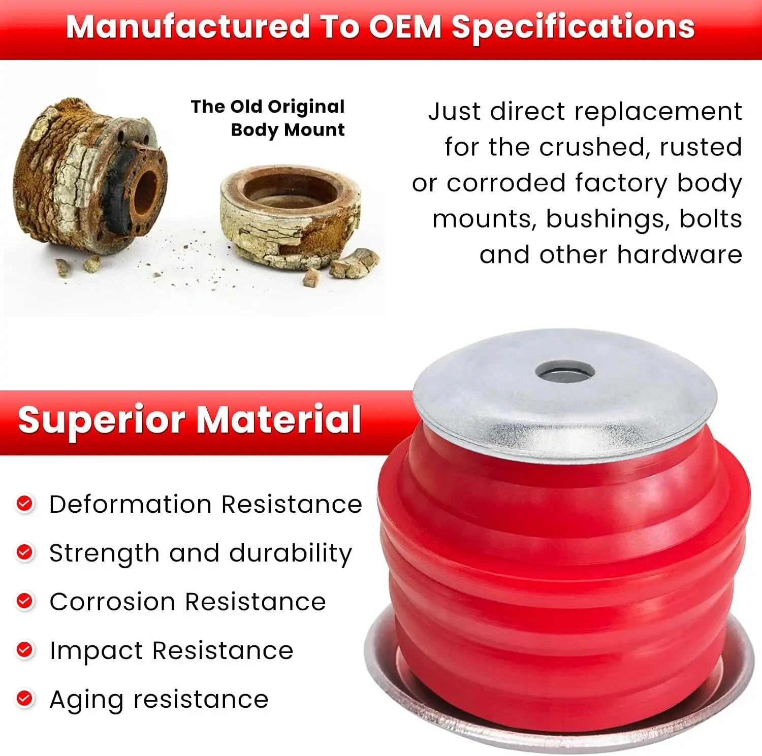 1999-2007년식 포드 F250 F350 슈퍼 듀티용 KF04058BK 차체 캡 마운트 부싱 키트