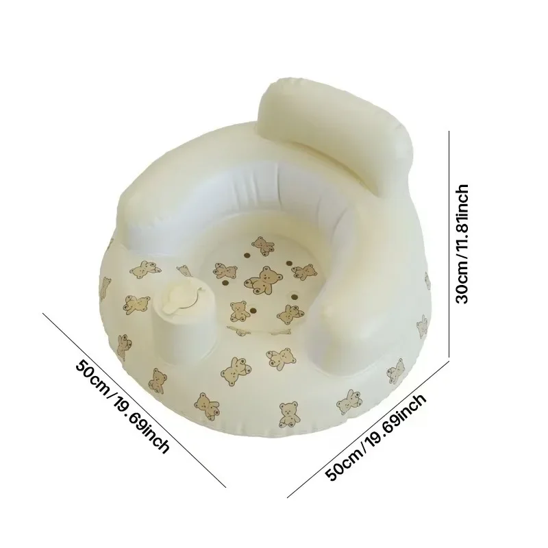 Portable Inflatable Baby Bath Seat Sofa with Back Support Foldable Inflatable Infant Shower Chair for Bathing Training Playing