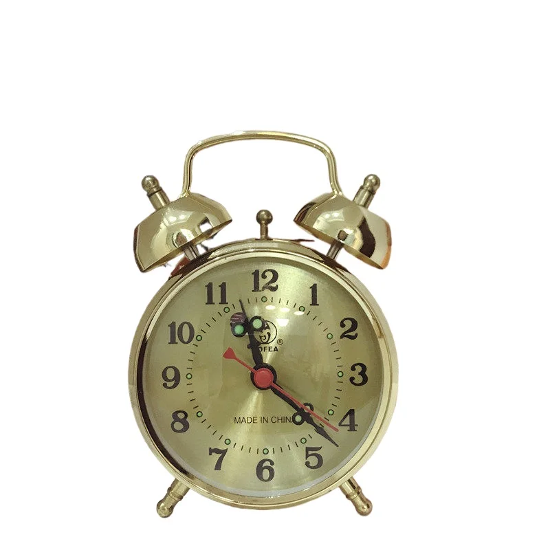 

Metal movement Clockwork manual mechanical double bell alarm clock, tick nostalgic alarm clock