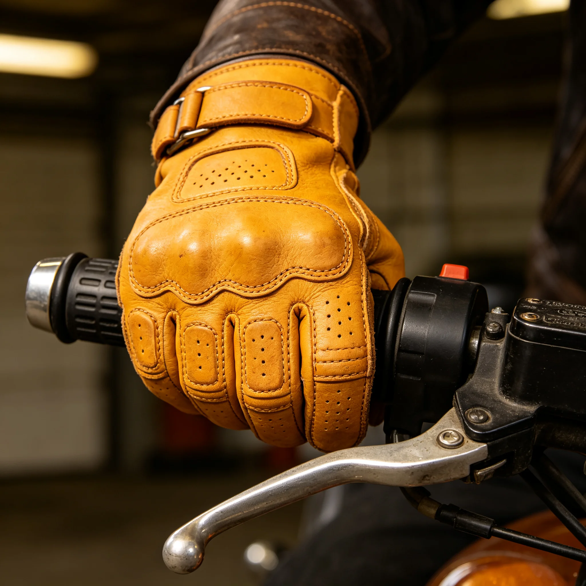 Yellow Motorcycle Breathable Racing Gloves Summer Perforated PU Leather Motocross Glove Men Women Motorcyclist Protected Gloves