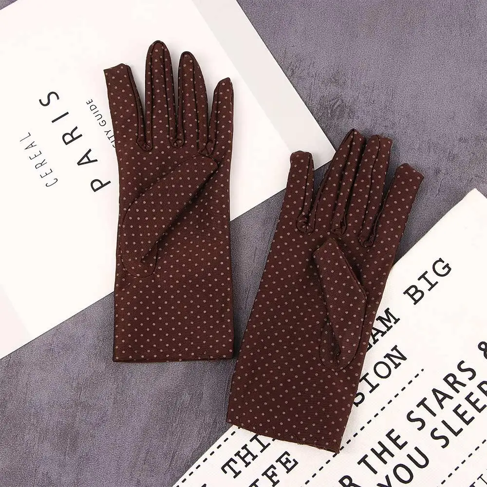 1Pair Thin Elastic Spring Summer Spandex Women Gloves Dots Gloves Driving Gloves Sunscreen