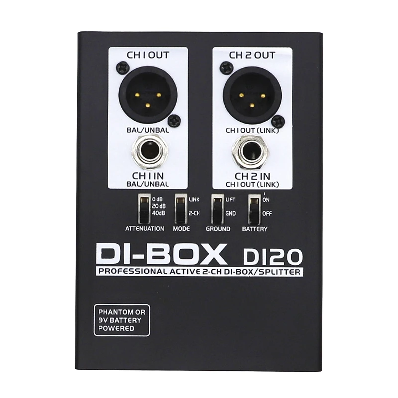 

Direct Injection Box Professional DIRECT BOX Low Noise Guitar Bass DI 2 Channel Audio Converter Multi-Purpose Mixer Audio