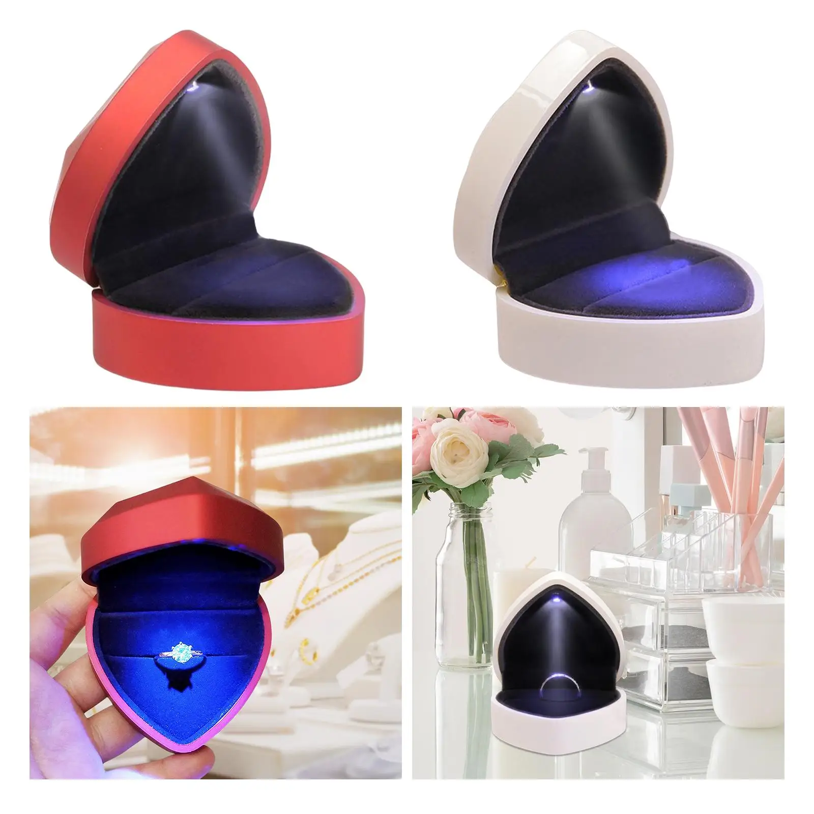 Ring Box with LED Ring Display Elegant and Luxurious for Bridal Ceremony