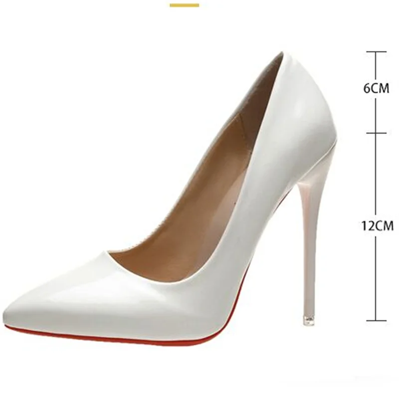 Chaussures à talons hauts à semelle rouge pour femmes, talons hauts pointus sexy, chaussures provoqué de mariée, grande taille, 12cm