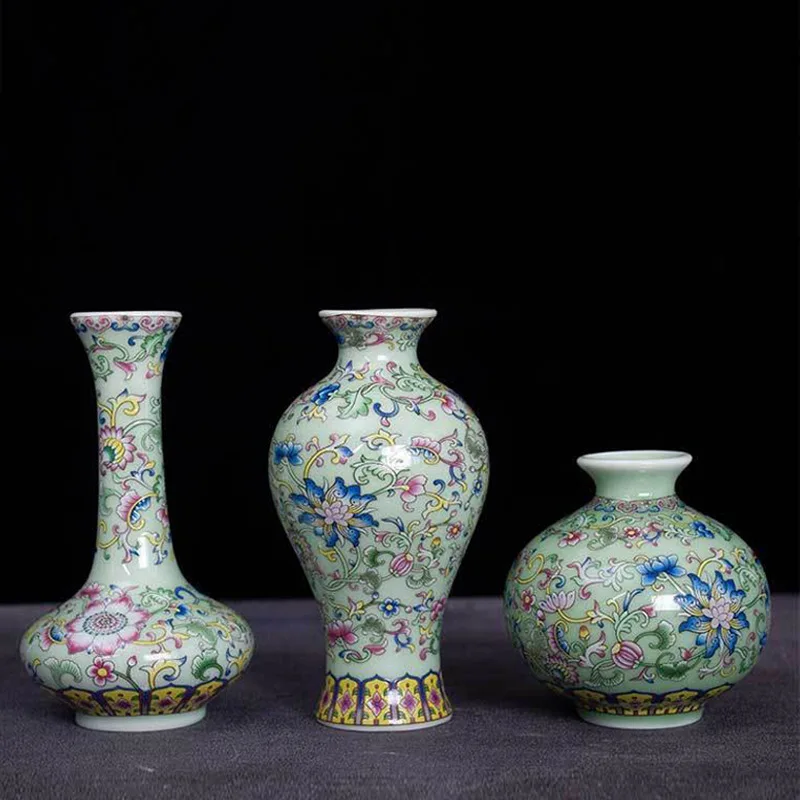 

Ceramic vase home ornament retro ethnic style pastel porcelain Chinese climbing flower bogu frame vase