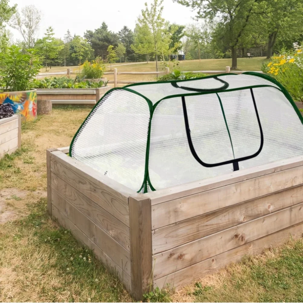 White PE Garden Row Cover With Zipper Door Plant Greenhouse For Vegetable Fruit Growing Frost Protection Outdoor Indoor Use