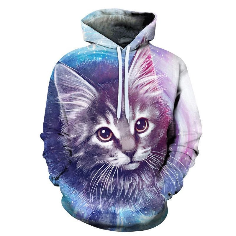

Cute Cats Graphics Hoodie Men Women Autumn Long Sleeve Fashion 3D Animals Printed Hooded Shirt Casual Streetwear Loose Pullovers