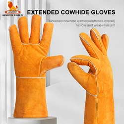 WYNN'S 1 Pair Leather Work Gloves Cowhide Working Glove Stick Welder Heat Fire Resistant Mitts for Welding Cutting Hand Tools