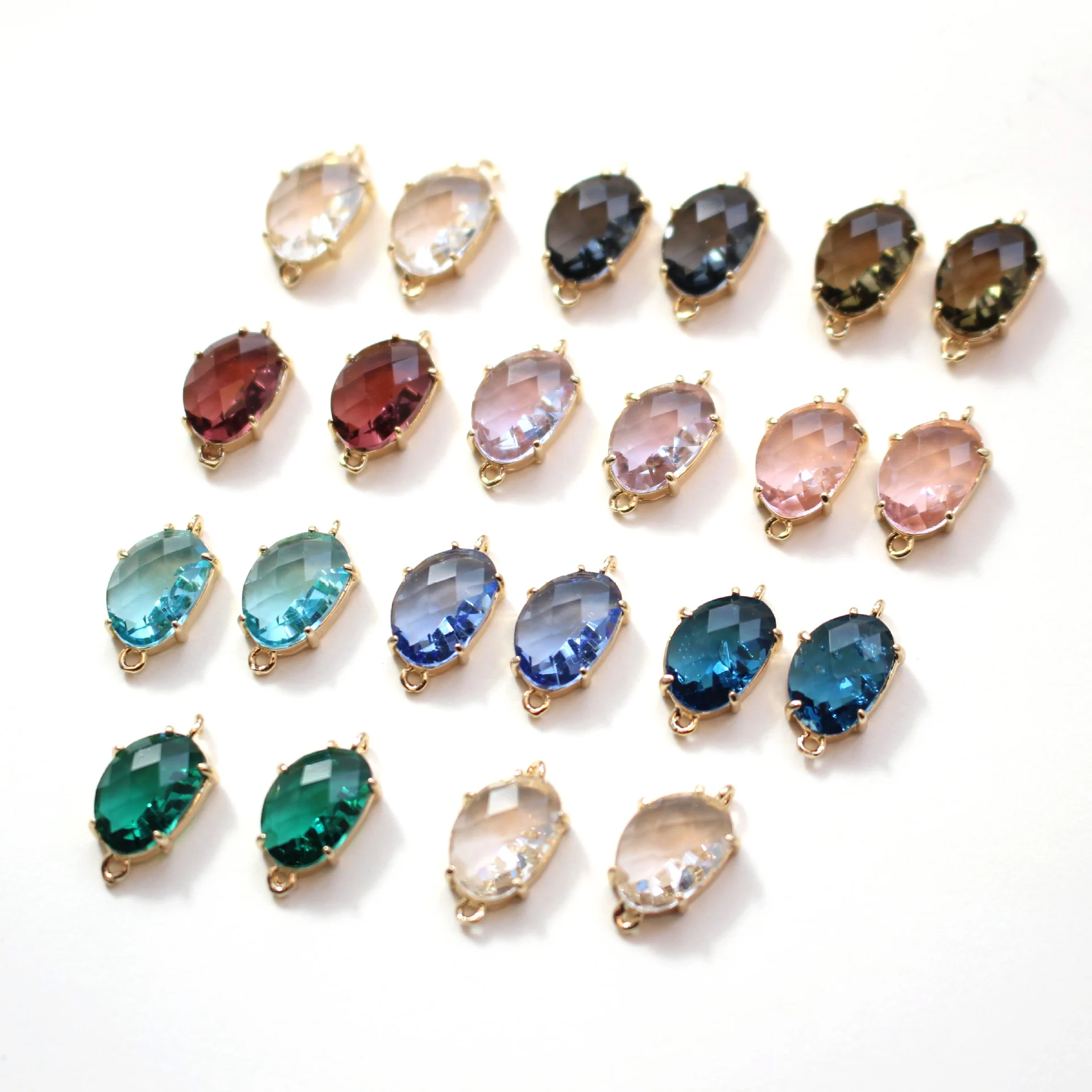 50pcs/ Bag 8x14mm irregular shaped double hanging crystal pendant DIY handmade earrings bracelet necklace accessories