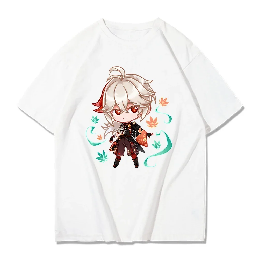 Genshin Impact T-shirt Kaedehara Kazuha Print Women T-shirts Kawaii Graphic Short Sleeve Tees Fashion Summer Y2k Clothes Tops