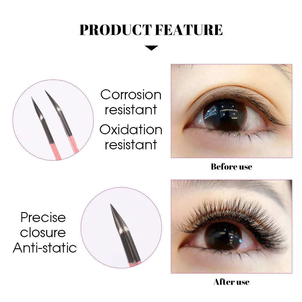 Pincettes d'extension de cils en Fiber, pincettes professionnelles à prise parfaite, fournisseur en gros, outils de maquillage de haute qualité