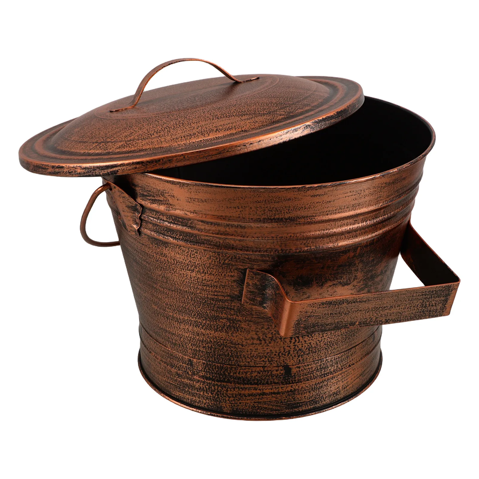 Ash Bucket for Log Burner Iron Fire Bucket with Lid Ergonomic Handle Fireplace Ash Collector Metal Coal Storage Bin Fireplace