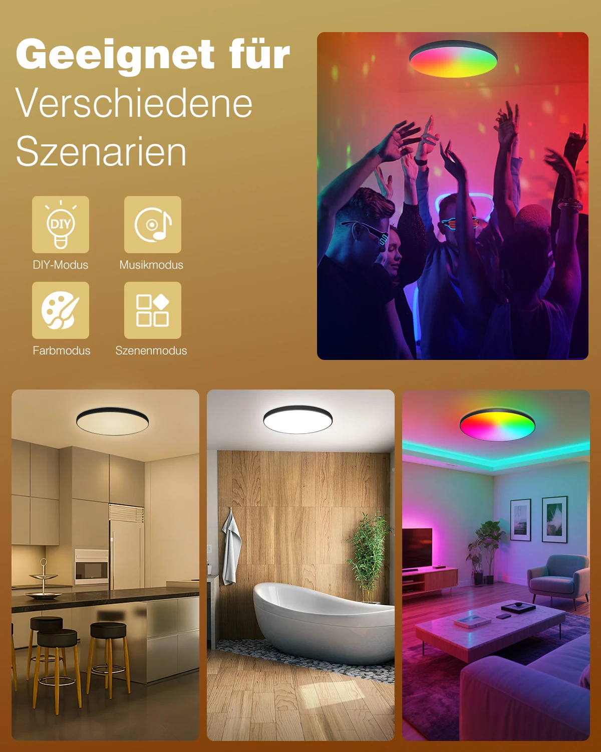 Obrázek 4: 24W LED strop lehký 30cm daleký & app ovládání 2700-6500K RGB 16M barvivo living/kids ložnice strop lehký