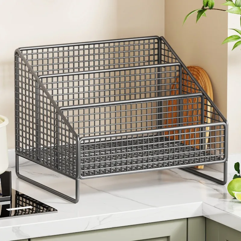 Kitchen Spice Rack Countertop 2 Tier Oil Vinegar Sauce Storage Organizer Shelf for Canisters