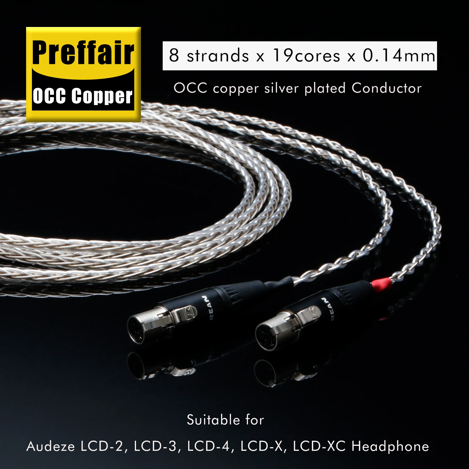 Preffair Hi-End 8 Cores Silver Plated Twisted Earphone Cable  Conductors Delivers HiFi Sound