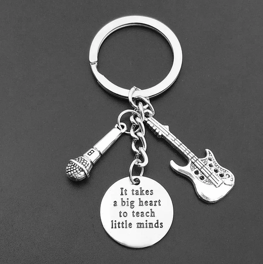 New Music Teacher Keychain Music Key Ring Pianist Gift Music Microphone Notes Handmade Guitar Jewelry Do Your Favorite Souvenirs