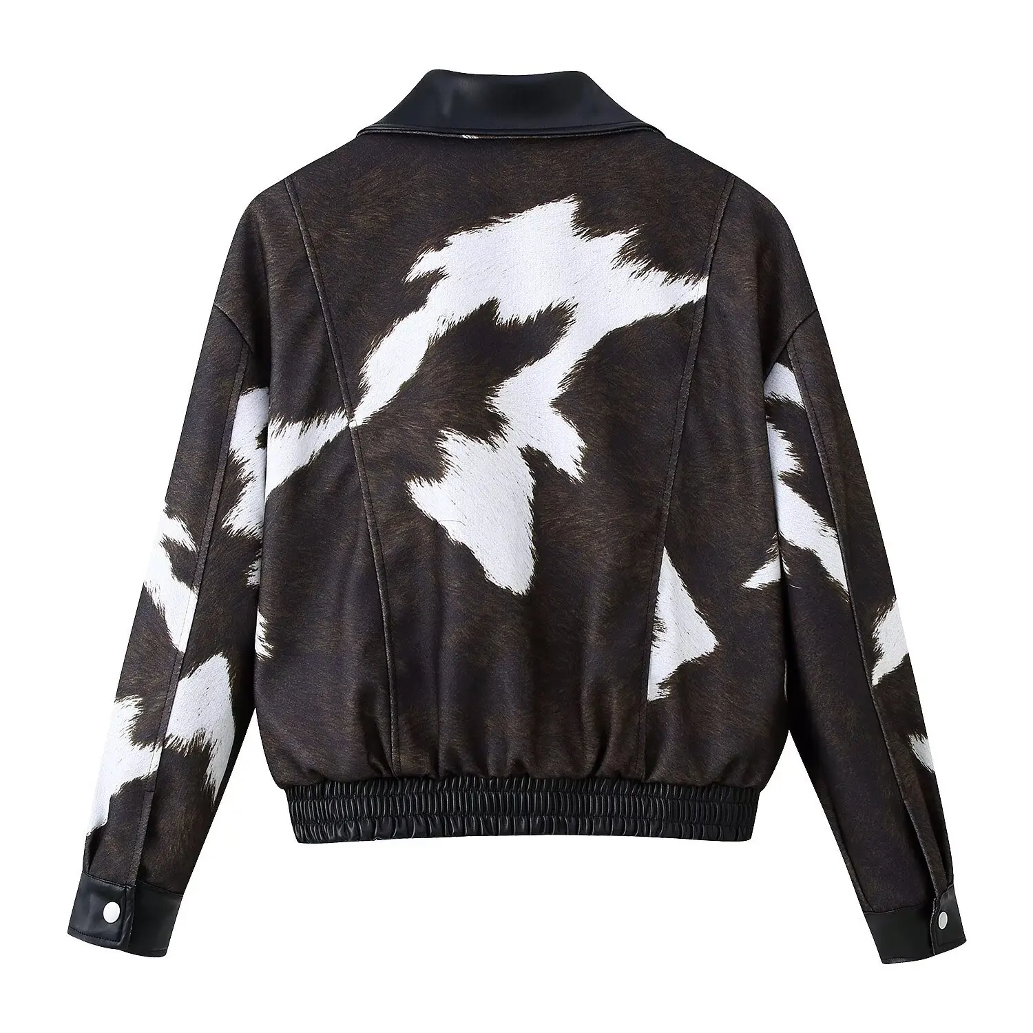 2025 Autumn and Winter New European and American Fashion Design Fashion Printed PU Leather Short Jacket