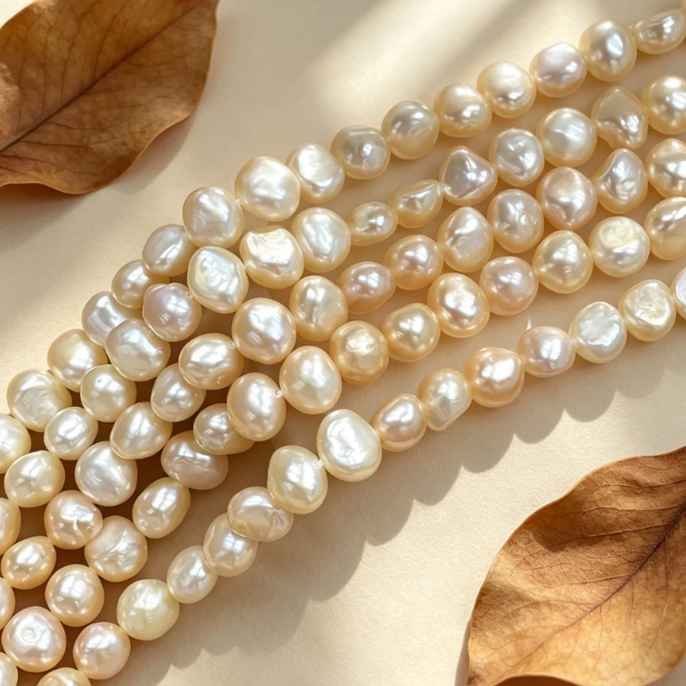 7–8mm Pink Natural Freshwater Pearls Irregularly Shaped Semi-Finished Beads for Jewelry Making DIY Necklaces Bracelets Accessory