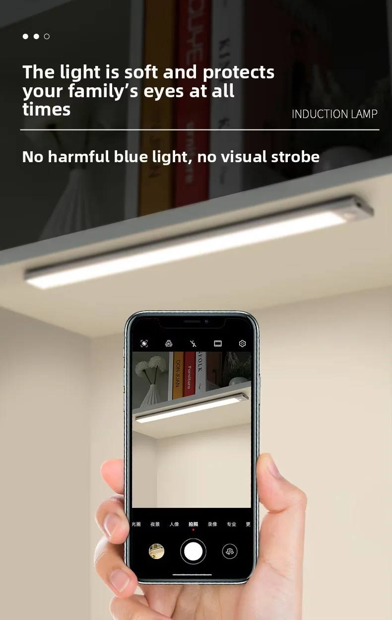 10–60 cm ultradünne LED-Unterschrankleuchte, magnetisch, wiederaufladbar, Bewegungsmelder, geeignet für Küchen, Schränke, Werkstätten – Detail 4