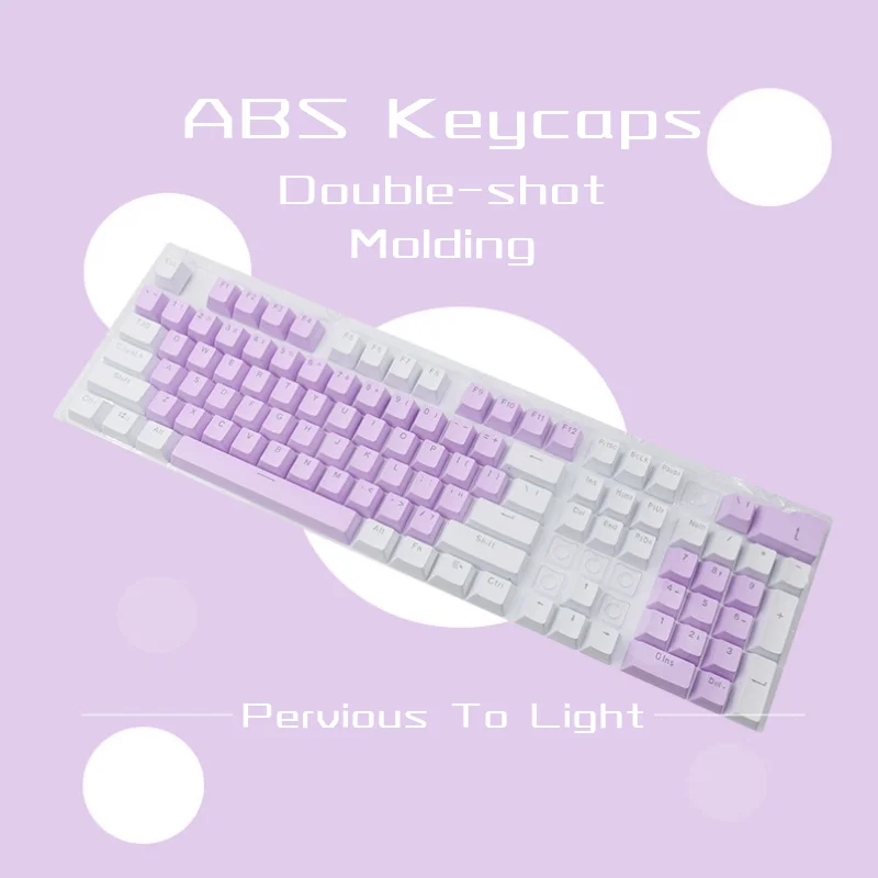 108 키 61 87 104 ISO ANSI 레이아웃 OEM 사출 ABS 더블 샷 키캡 키보드, 다채로운 투명 범용 키보드