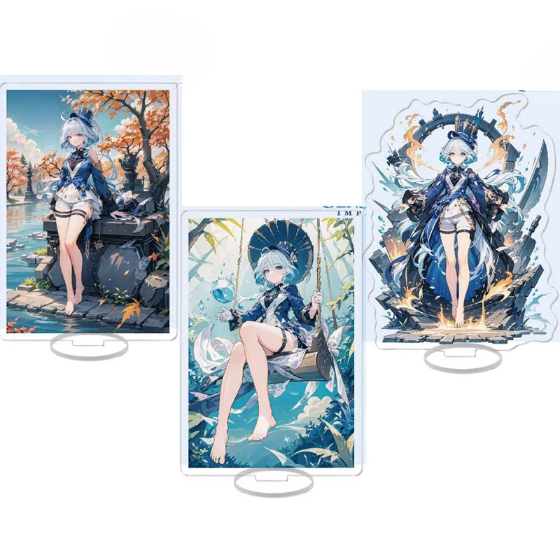 Game Impacting Cosplay Characters Acrylic Plaque Action Figure Furina Focalors Standing Sign Desk Decor Fans Collection Display