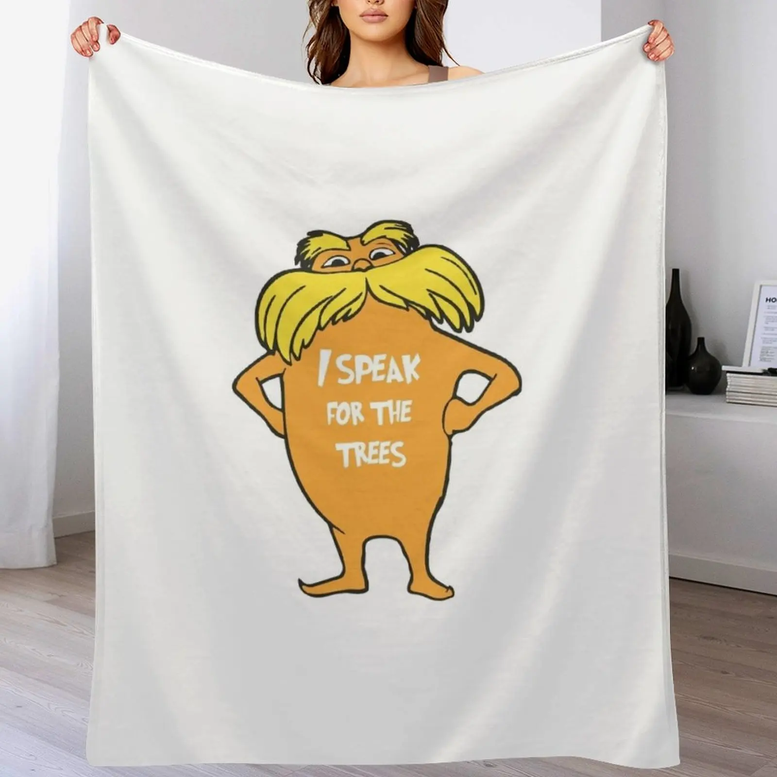 

Lorax I speak for the trees so cute Throw Blanket Thermals For Travel Softest Furry Sleeping Bag Blankets