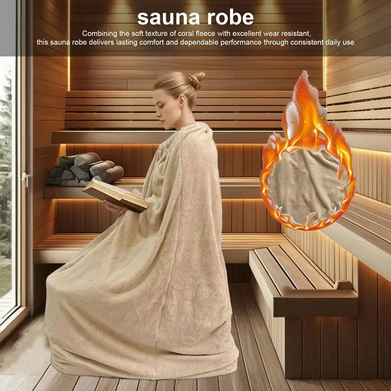 

Sauna Robe Steam Gown Cloak Bathrobe Cozy Unisex Thermal Fumigation Cover Robe for Shower Sauna Travel Hotel Home Use