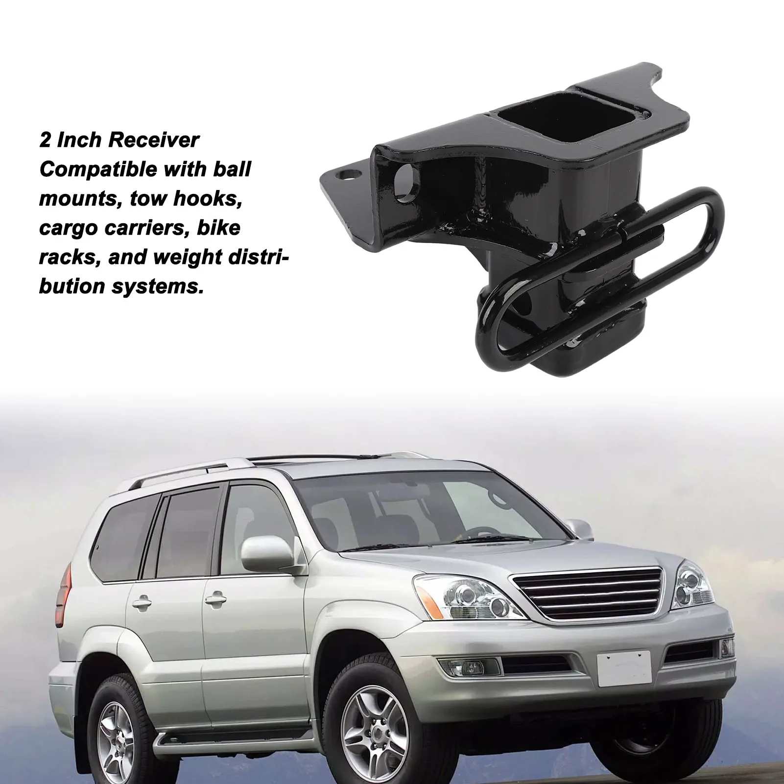 Trailer Hitch Heavy Duty Steel 2in Receiver Multifunctional Trailer Tow Hitch for GX470 2003 to 2009