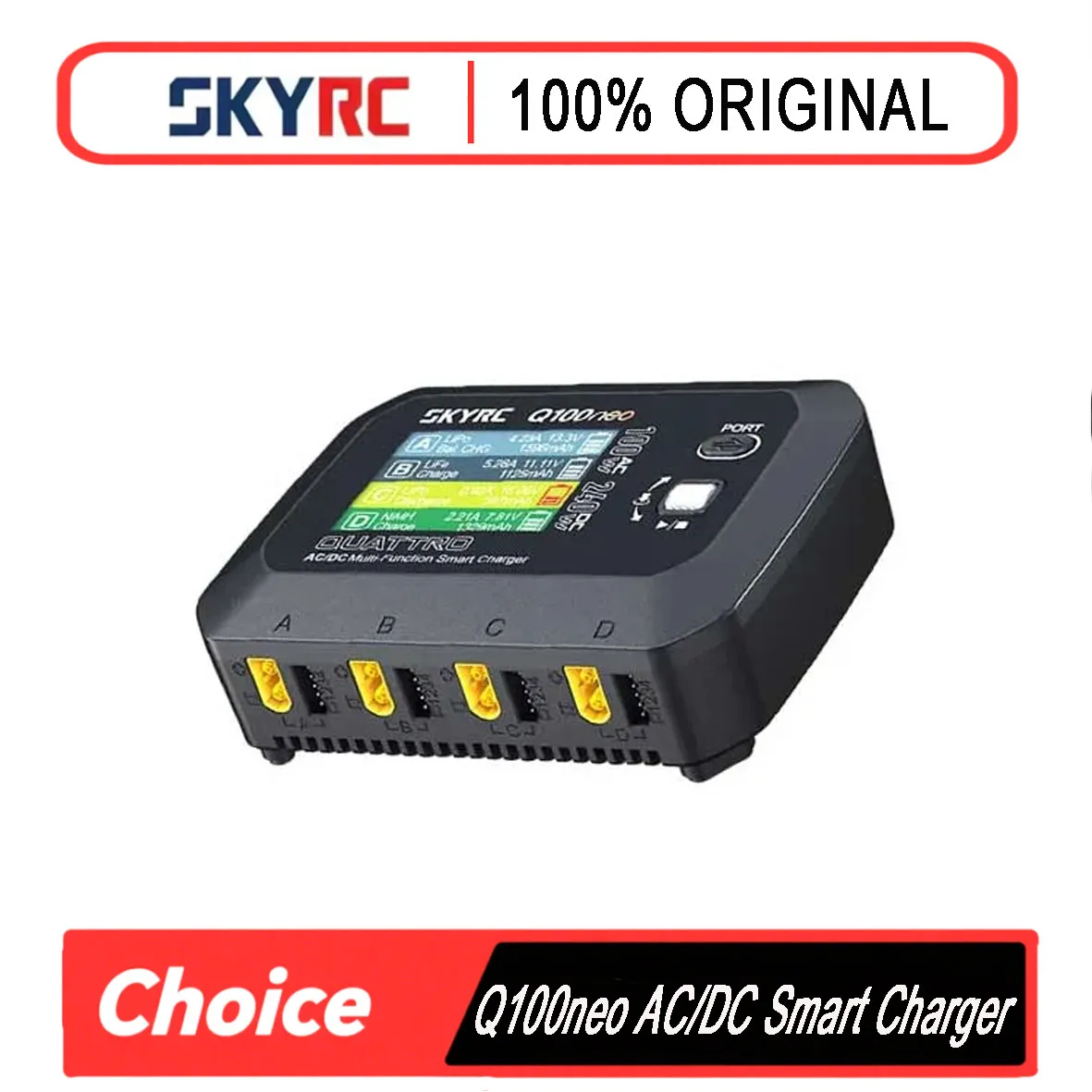 SkyRC Q100neo 4-Channel Independent Output Charger 600mA Balance Current 0.02V Precision For Drone Soccer Drone Charger RC Tools