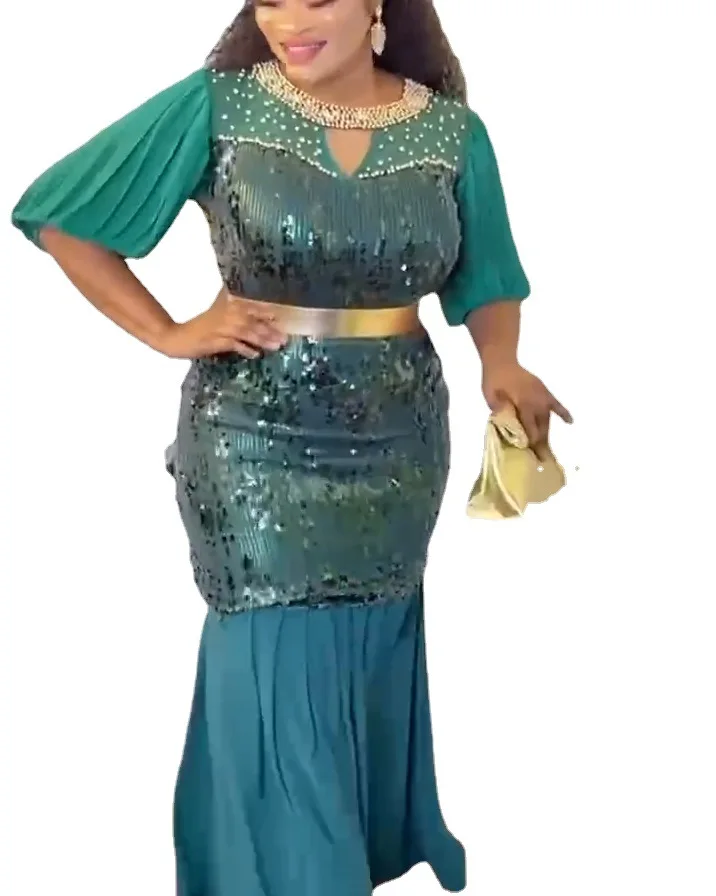 Maxi Dress 2023 Spring Autumn Elegant Party Dresses for Women African Women Sequin Mermaid Gown Wedding Dress Long Robes