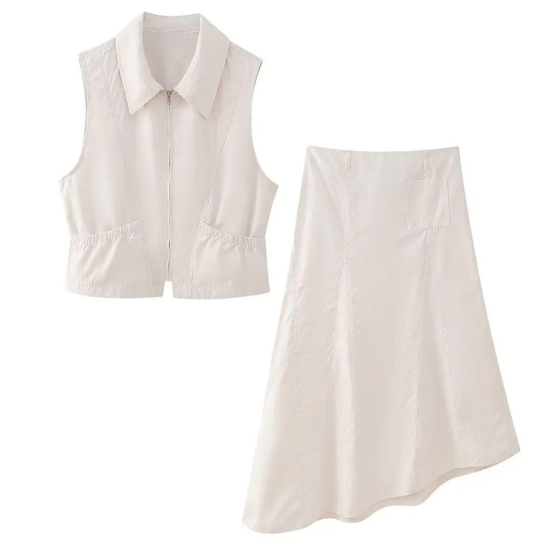 

Autumn new women's fashion suit vest asymmetric midi skirt women's commuting retro holiday clothing