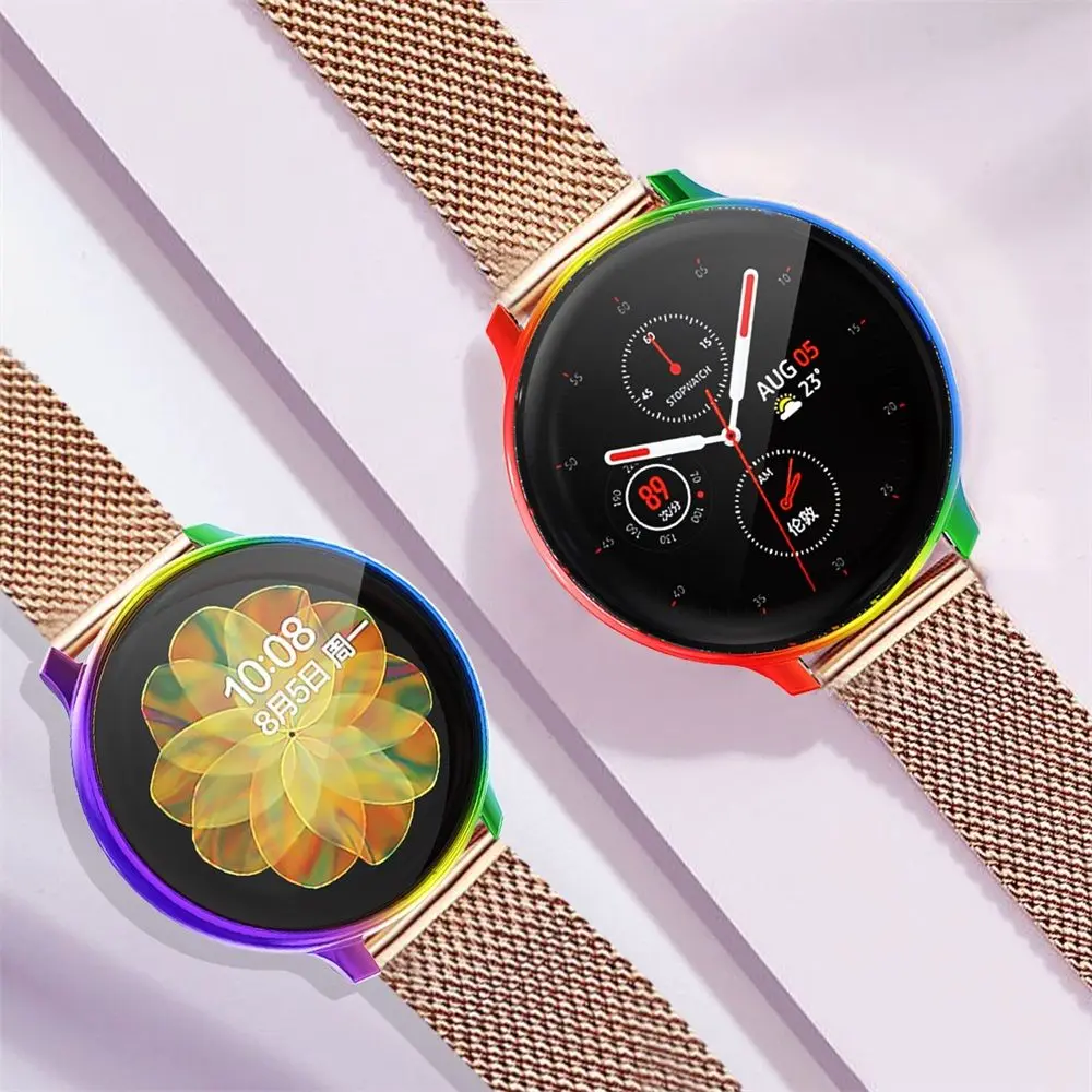 Bumper Full Screen Protector Watch Case Coloful Plating TPU Case Protective Cover For Samsung Galaxy Watch Active 2 40 44mm