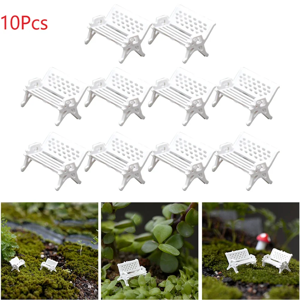 10pcs Garden Decor Dollhouse Ornament Scene Model Micro Landscapes Mini Bench Park Chair Figurines Miniature Stools Table 1:87